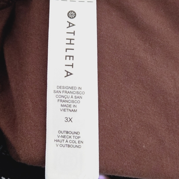 🏷️Athleta Outbound V Neck Top Long Sleeve Chocolate Brown Cotton Size 3X - Picture 9 of 10
